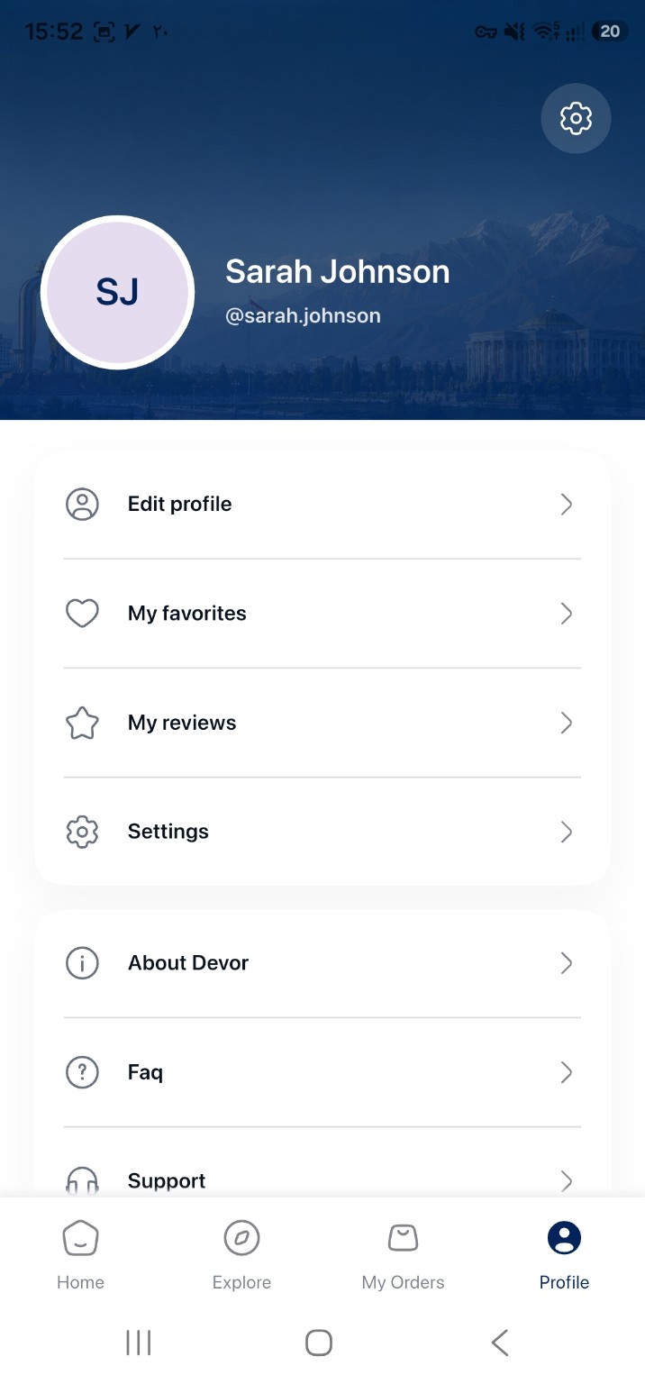 Devor explore screen